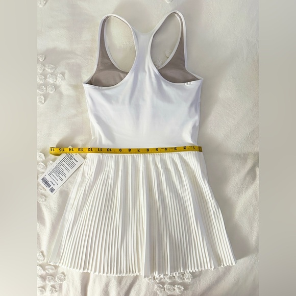 NWT Scoop-Neck Pleated Linerless Tennis Dress - White - 2 - Picture 12 of 13